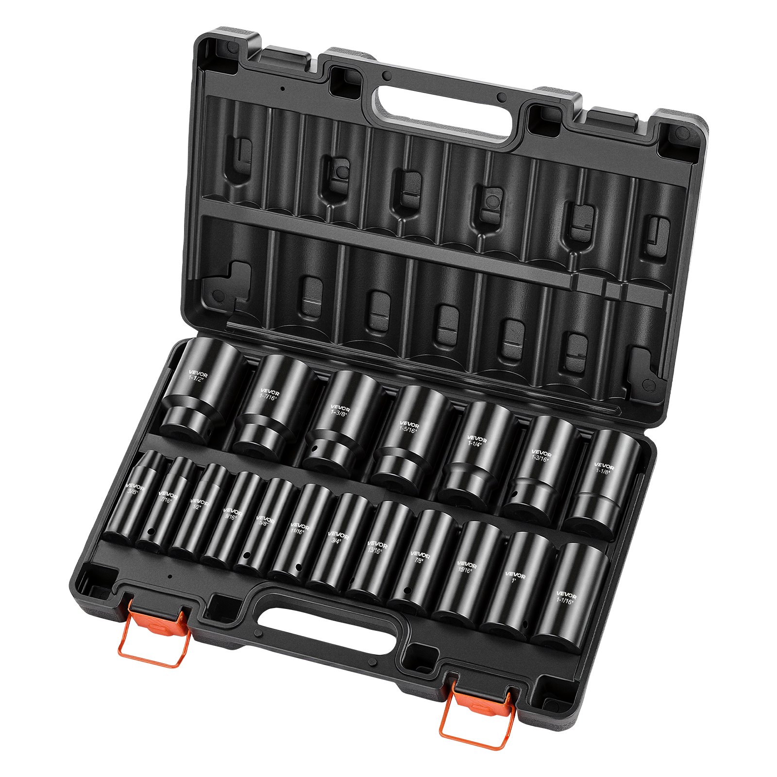 Impact Socket Set,  19 Piece Impact Sockets, Deep Socket, 6-Point Sockets, 1  2 Drive Set 3  8  To 1-1  2, Cr-V Rugged Construction, Easy To Identify, With A Sturdy Storage Case, For Vehicles