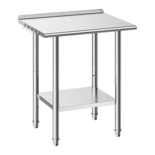 Stainless Steel Work Table, 24x30 Inch Food Prep Table With Backsplash, Commercial Kitchen Workstation With Adjustable Undershelf, Metal Heavy Duty Utility Worktable, For Restauran