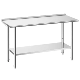 Stainless Steel Work Table, 24x60 Inch Food Prep Table With Backsplash, Commercial Kitchen Workstation With Adjustable Undershelf, Metal Heavy Duty Utility Worktable, For Restauran