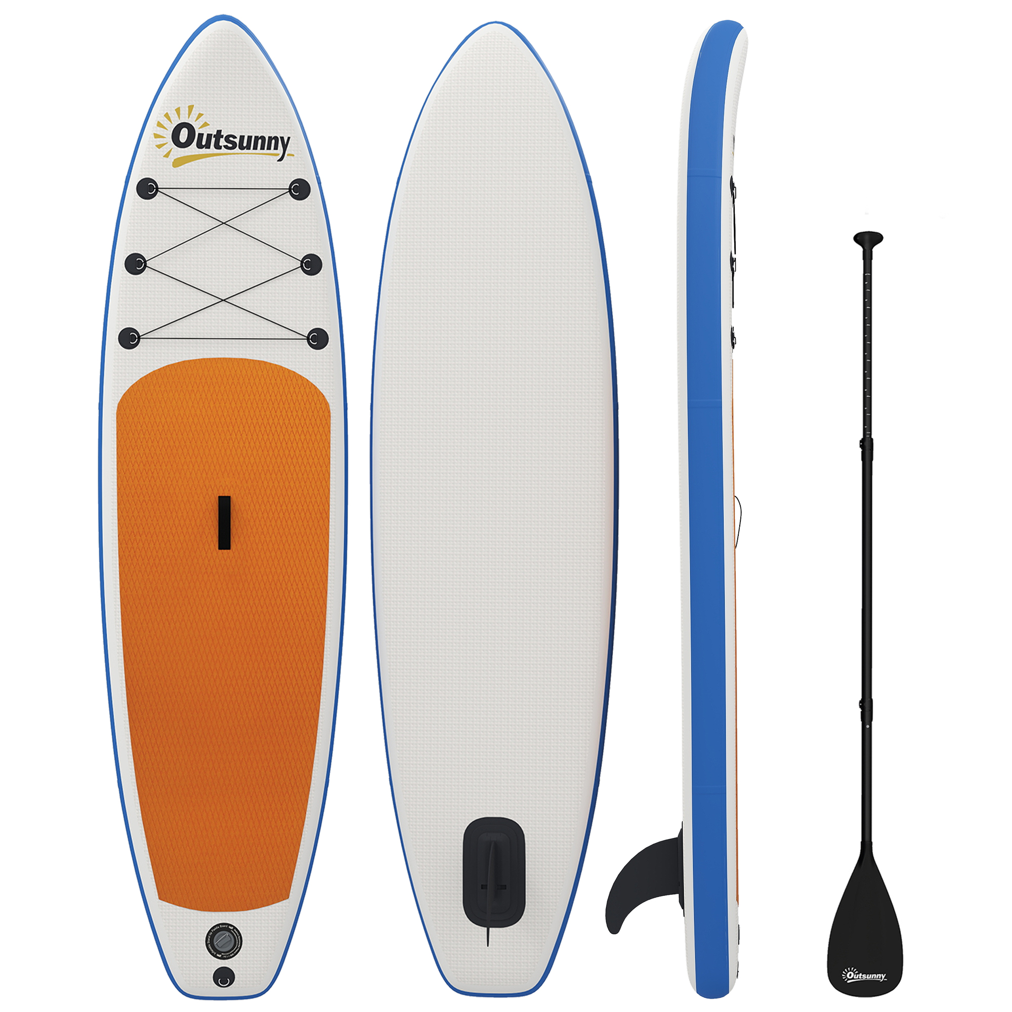 Stand Up Paddling Board Set Aufblasbar 305cm SUP Board Mit Aluminium-Paddel Abnehmbarer Finne Fußschlaufe