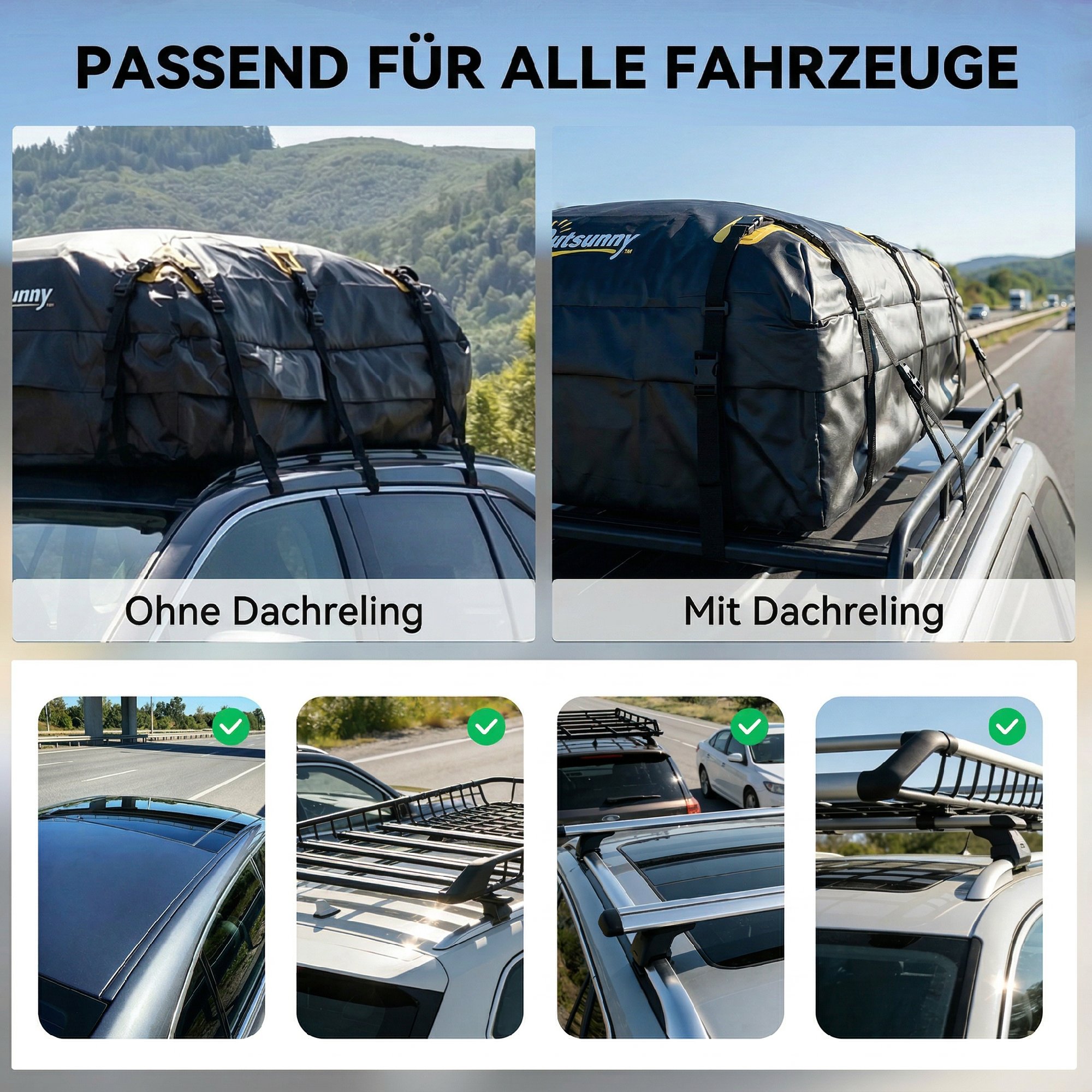 Auto Dachbox 21 Kubikfuß Faltbar Wasserdicht Dachgepäckträger Mit Anti-Rutsch-Matte 10 Schwerlastgurten 6 Türhaken 9b957357 3cdb 413b 8014 2474f48ed09b