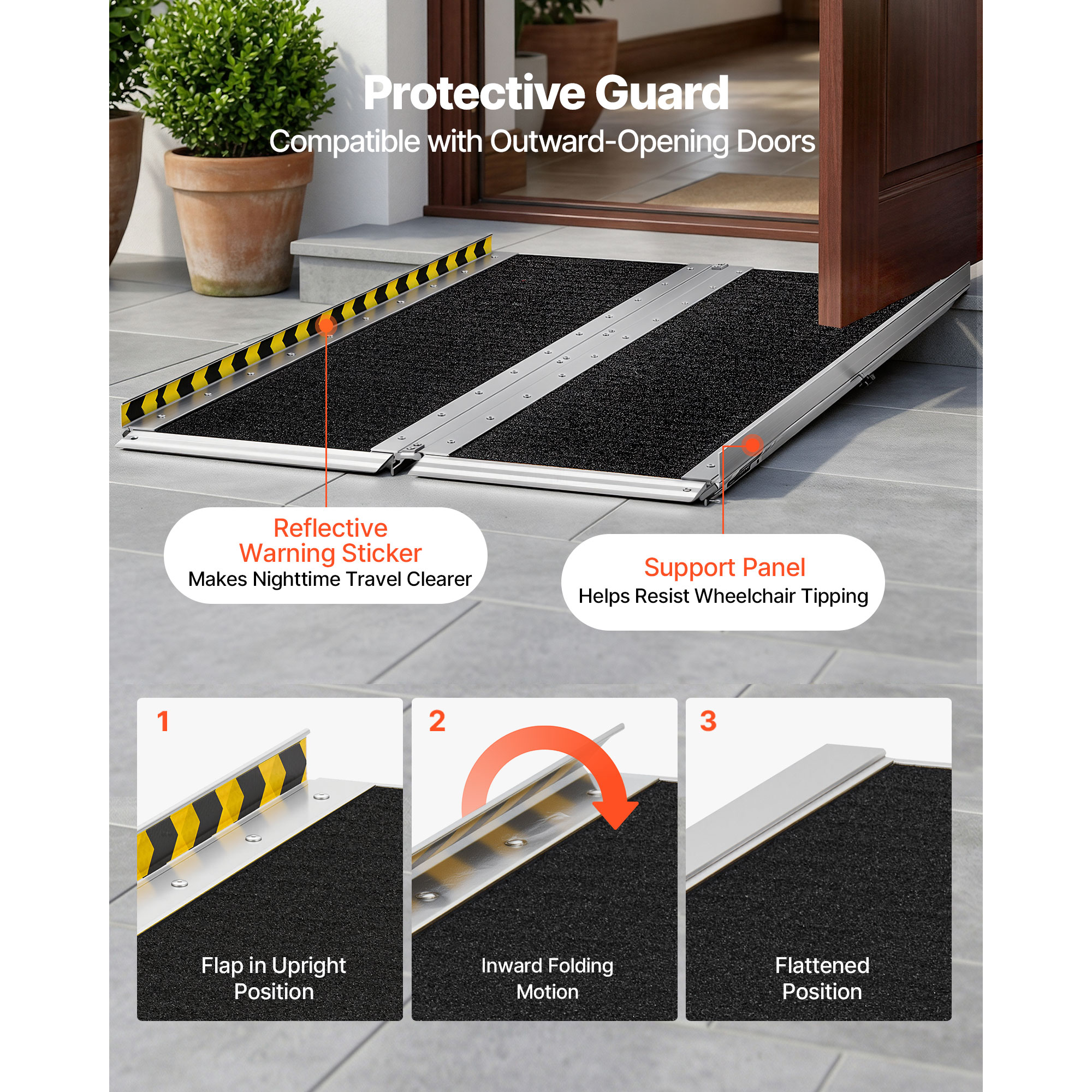Portable Wheelchair Ramp, 4FT, Non-Slip Aluminum Folding Handicap Ramp For Wheelchair, 800 Lbs Capacity… image 4