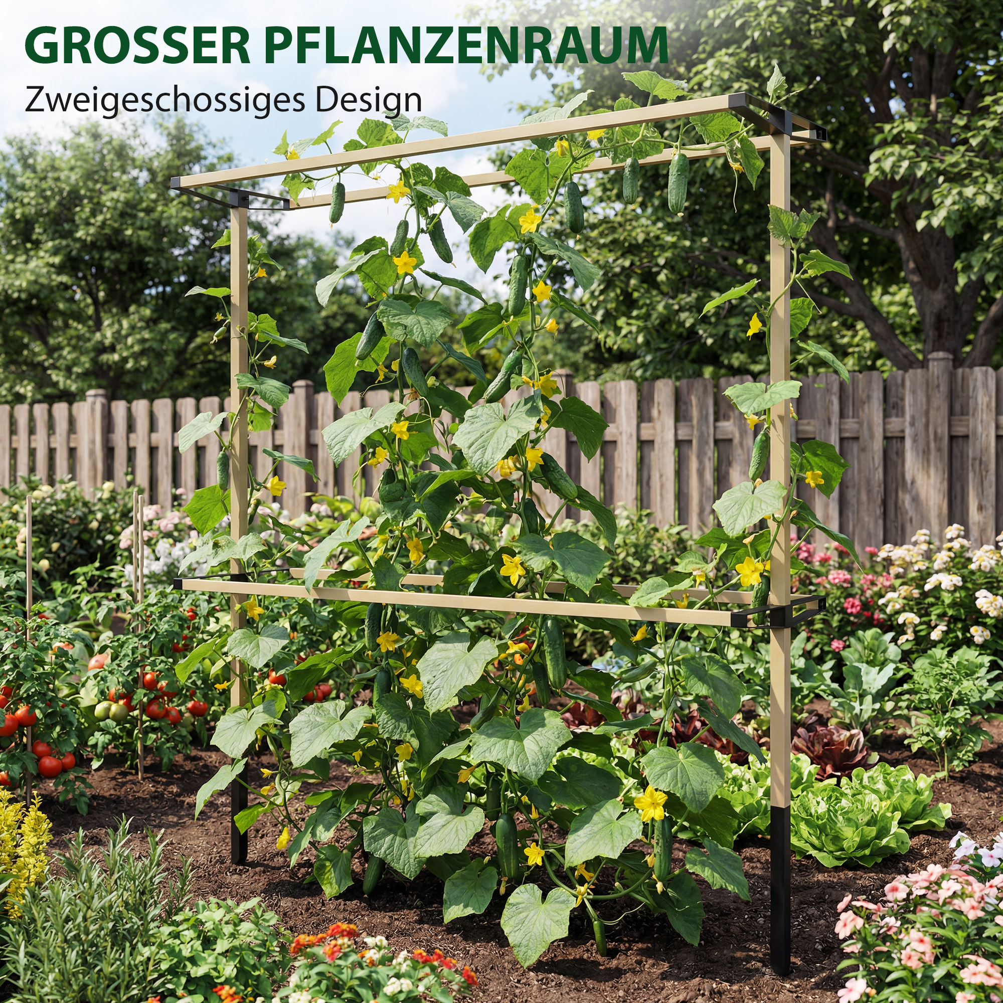 Flexibles Metall-Gartenspalier Für Beeren: Himbeeren, Brombeeren & Blaubeeren – Erweiterbares Spalier