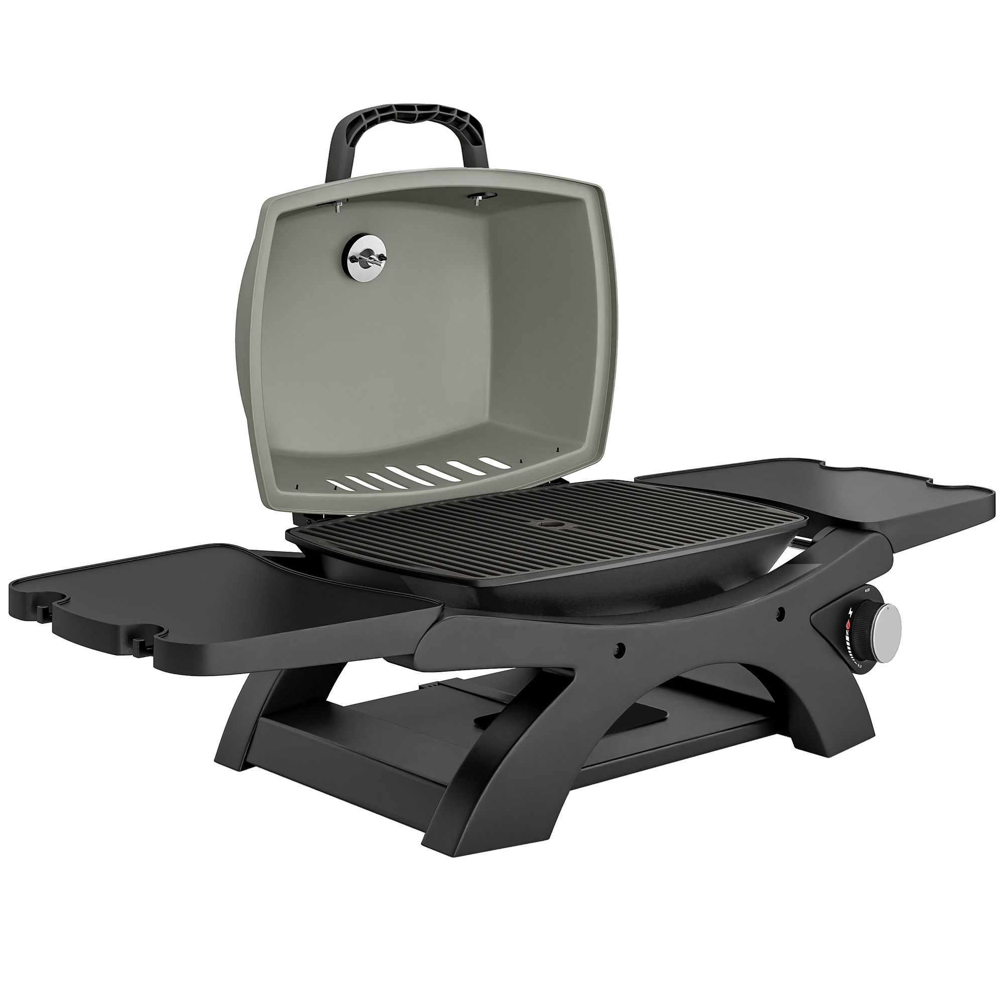 Gasgrill 3,3 KW Tischgrill Mit 1 Brenner Klappbar Seitentischen Gusseisen Grillroste Herausnehmbar Fettauffangschale