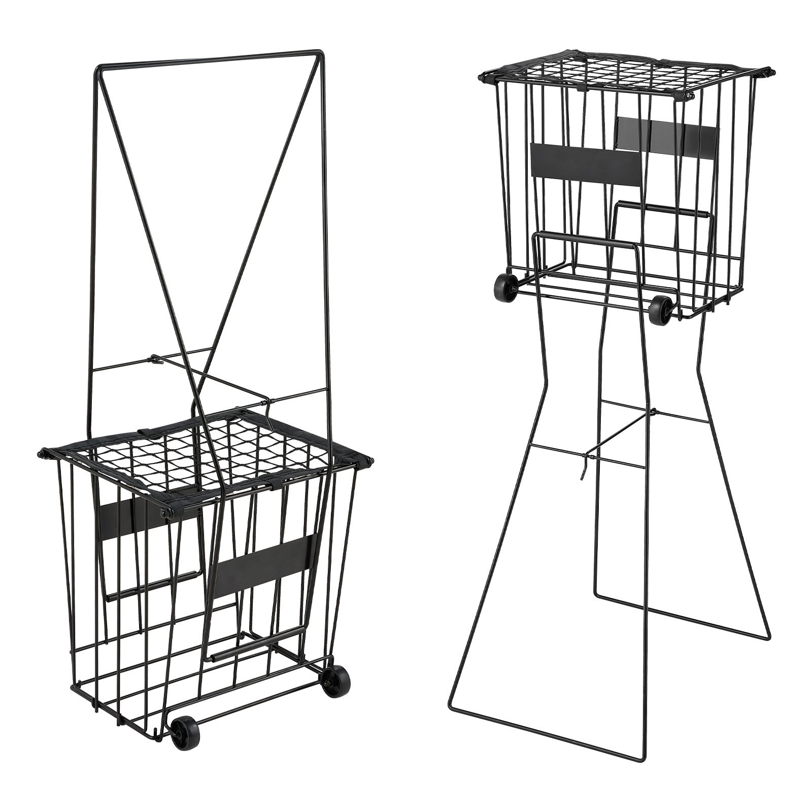 Tennis Ball Hopper, Holds 75 Tennis Balls, Pickleball Basket Cart With Wheels For Easy Pick Up, Portable Pickleball Caddy With Heavy-Duty Construction, Handle, For Training Carrying Storage