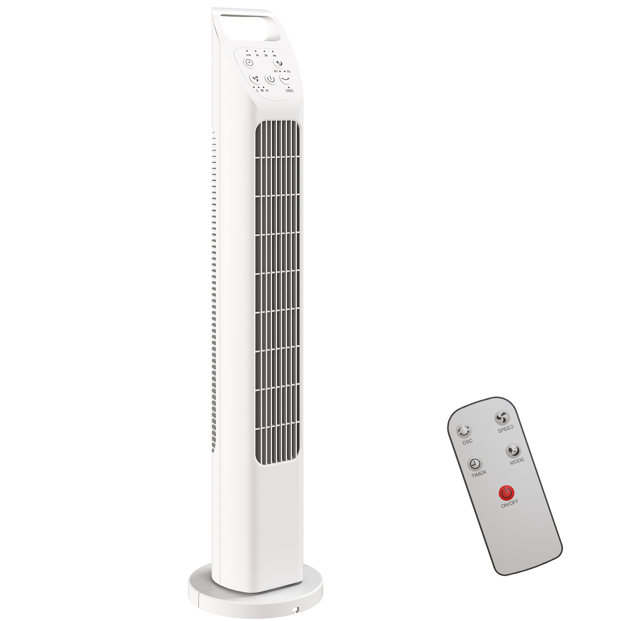 Turmventilator Mit Fernbedienung, 7,5-Stunden-Timer, Leiser Ventilator Für Schlafzimmer, Weiß