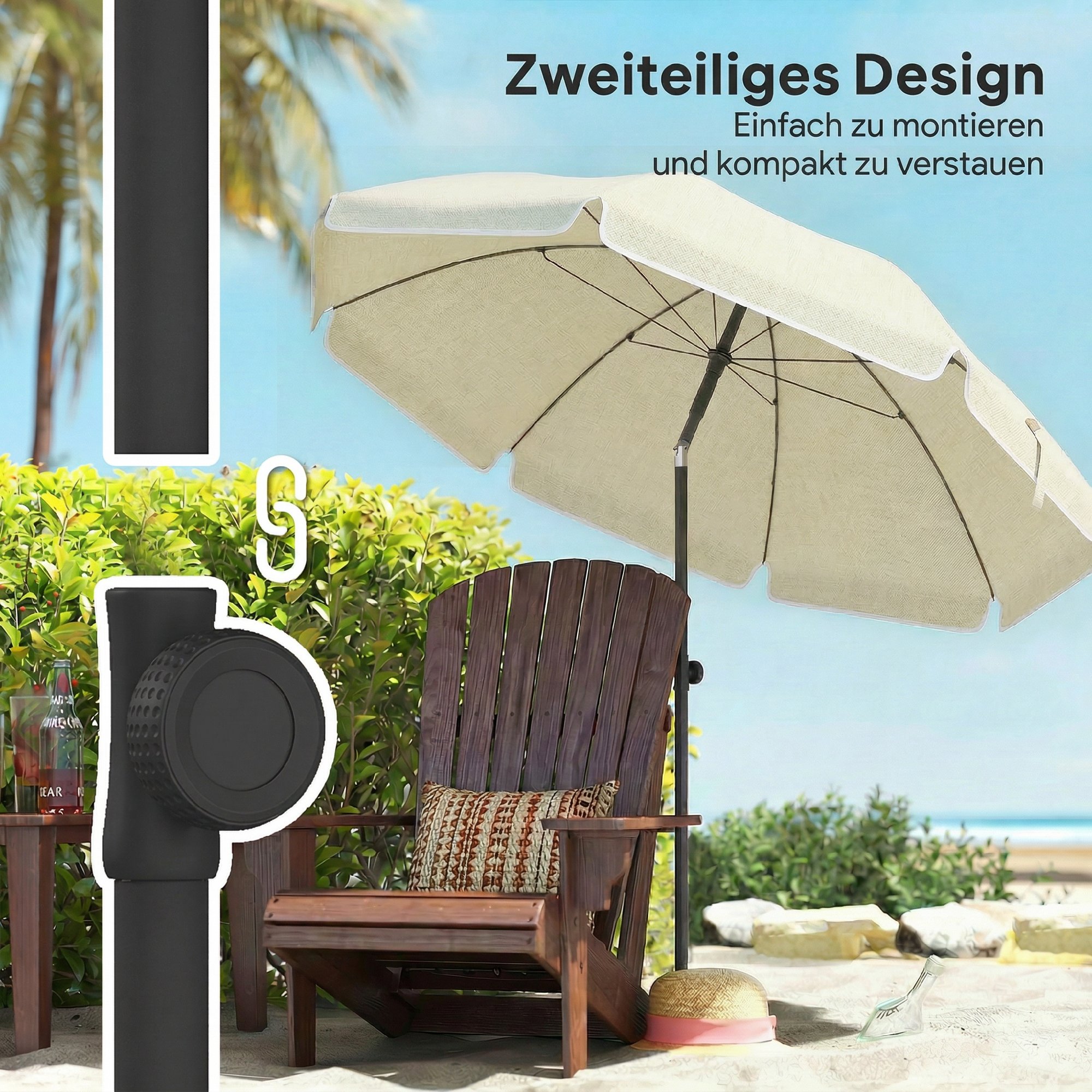 Sonnenschirm Strand Ø150 Cm Wasserabweisend Faltbar Strandschirm Mit Sandanker Verstellbarer Neigung Tragetasche Beige C9420df0 E0f4 4b9f 9f75 306071fc4f42