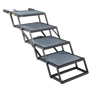 Dog Stairs For Car, 4 Steps Extra Wide Foldable Dog Ramp For Large Dogs With Non-Slip Surface, Portable Lightweight Pet Stairs Ladder For Car, SUV, Truck, High Bed, Sofa, Support U