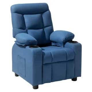 Kids Recliner Chair, Toddler Lounger With Cup Holders & Pockets, 107 To 126 Adjustable Back, Breathable Polyester Upholstery Reclining Sofa With Foot-rest, For Boys And Girls, Chil