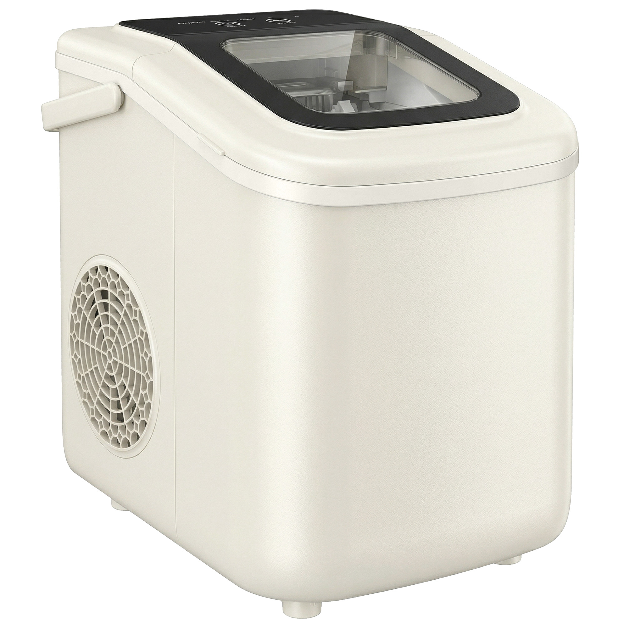 Tragbare Eiswürfelmaschine Mit Selbstreinigung, Eisschaufel & Korb, 12 Kg/24 Std., Beige