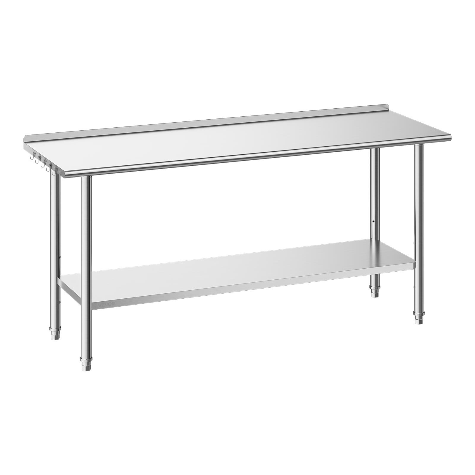 Stainless Steel Work Table, 24x72 Inch Food Prep Table With Backsplash, Commercial Kitchen Workstation With Adjustable Undershelf, Metal Heavy Duty Utility Worktable, For Restauran