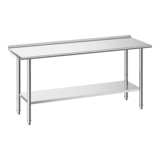 Stainless Steel Work Table, 24x72 Inch Food Prep Table With Backsplash, Commercial Kitchen Workstation With Adjustable Undershelf, Metal Heavy Duty Utility Worktable, For Restauran