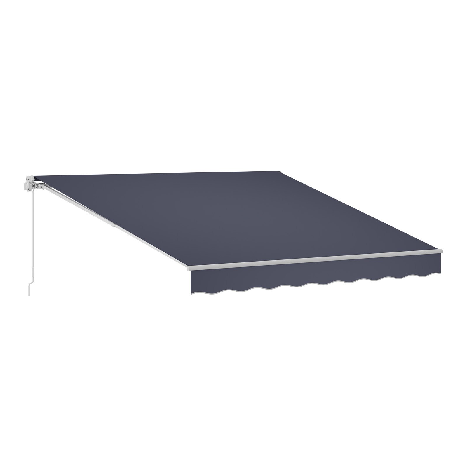 Manual Retractable Awning, 11.5' X 9.8' Outdoor Patio Awning Retractable Sun Shade, Patio Door Window Water-Resistant Polyester Sunshade Shelter With Crank Handle For Deck, Balcony