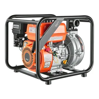 Gas Powered Water Pump, 2 In, 128 GPM 6HP Semi Trash Water Transfer Pump Portable, Gasoline Engine With 25 Ft Discharge Hose, Heavy Duty Frame, Cast Iron Impeller, For Irrigation, 
