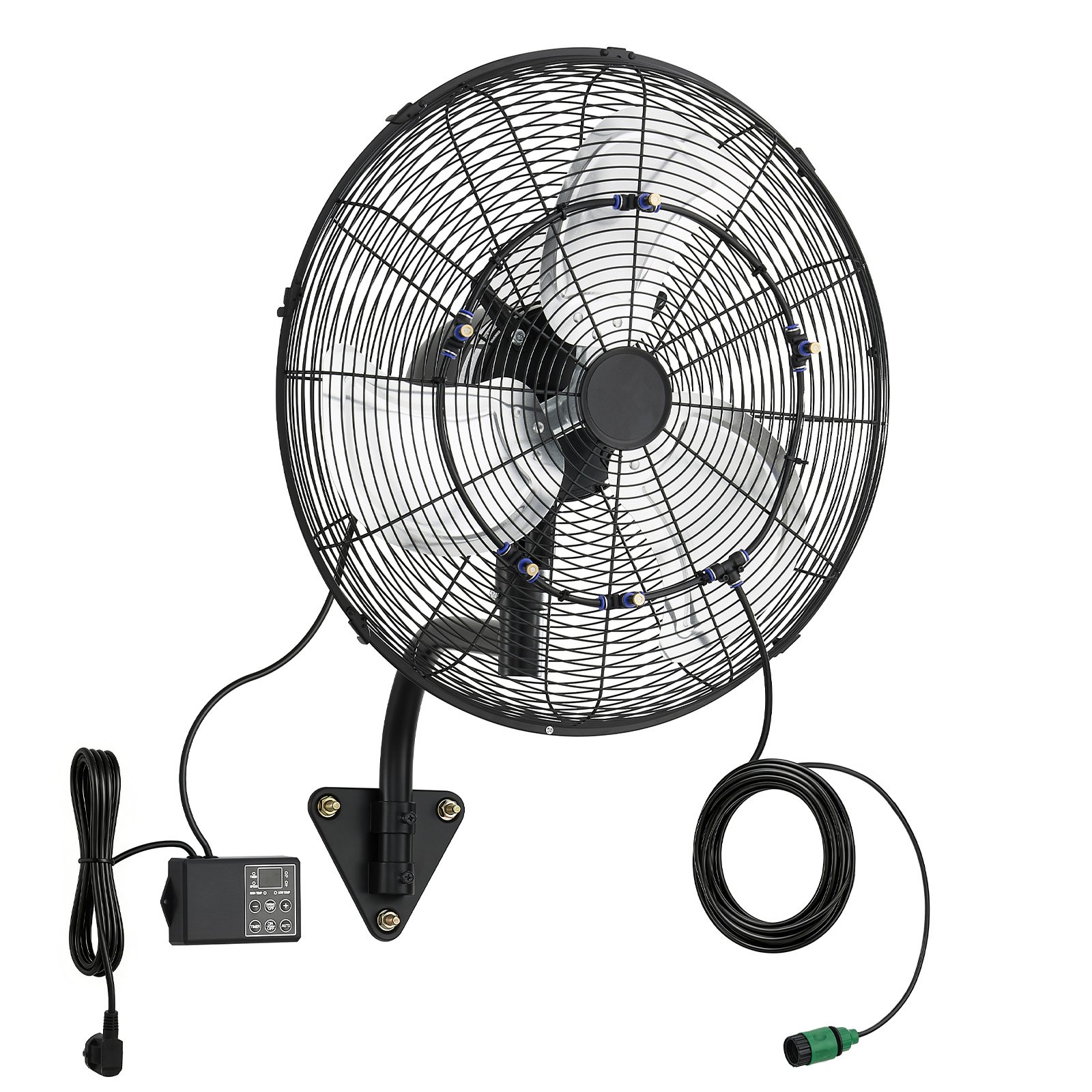Wall Mount Fan, 20 In Wall Mounted Hanging Fan With Oscillating & Mist, Remote, IP44-rated, 3-Speed, 18h Timer, Temperature Control, Powerful For Industry, Commercial, Garage, Workshop, Gym