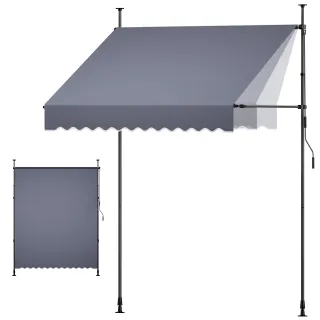 Manual Retractable Awning, 78" Outdoor Retractable Patio Awning Sunshade Shelter, Height Adjustable Patio Door Window Canopy With Manual Crank Handle For Backyard, Garden, Balcony,