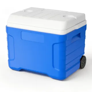 Hard Cooler, 45QT Portable Rolling Cooler With Wheels, Leak-Resistant Coolbox Keeps Contents Cool For 48 Hours, Ice Retention Insulated Chests, Ultra-Light For Outdoor Picnics, Gri