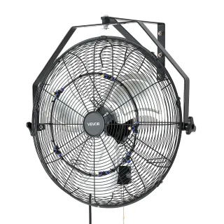 Wall Mount Fan, 20 In Wall Mounted Hanging Fan With Mist, IP44-rated Protection, 3-Speed, Long Airflow Distance, Adjustable Rotation Angle, Powerful For Industry, Commercial, Garag