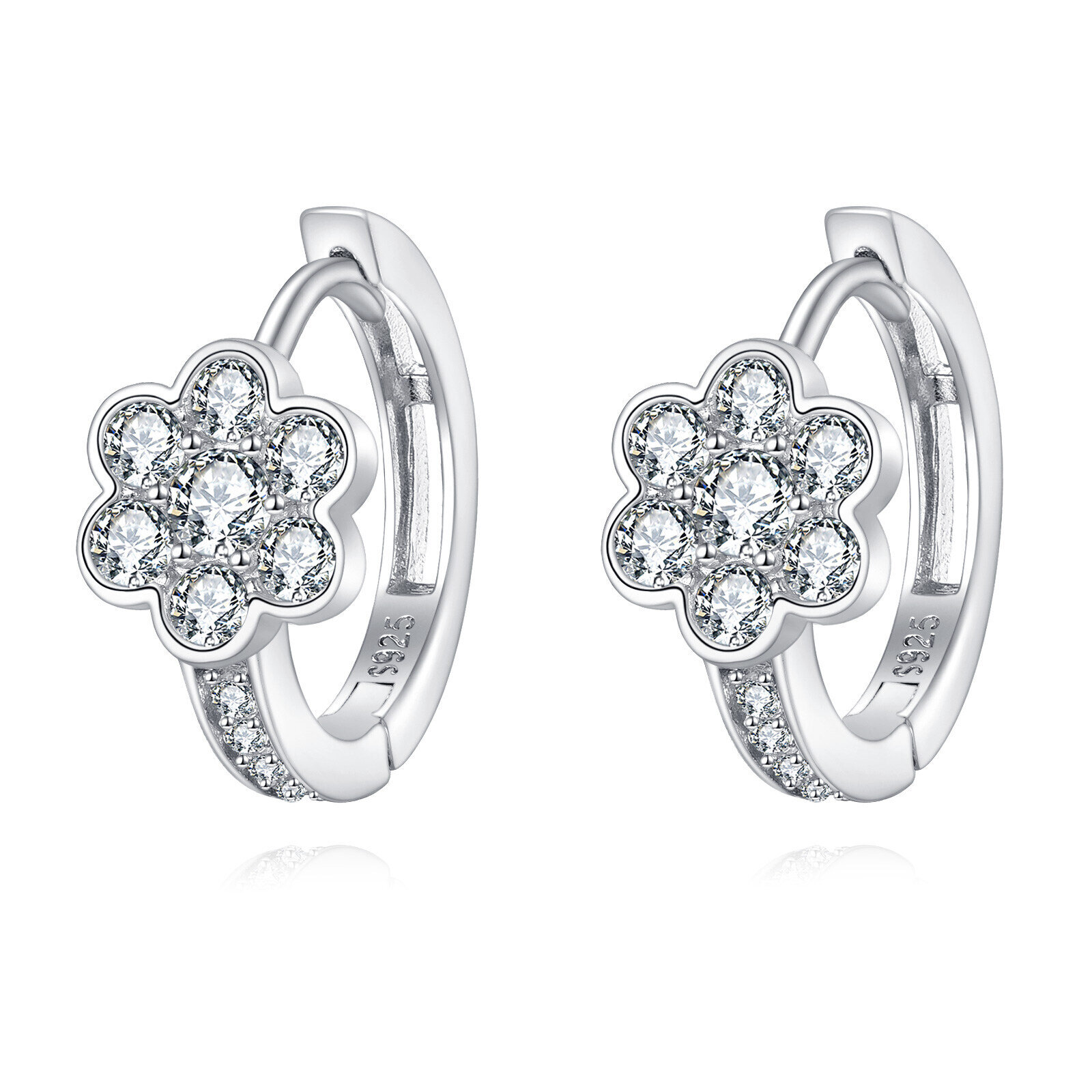 925 Sterling Silver Luxury Silver Floral Moissanite Earrings