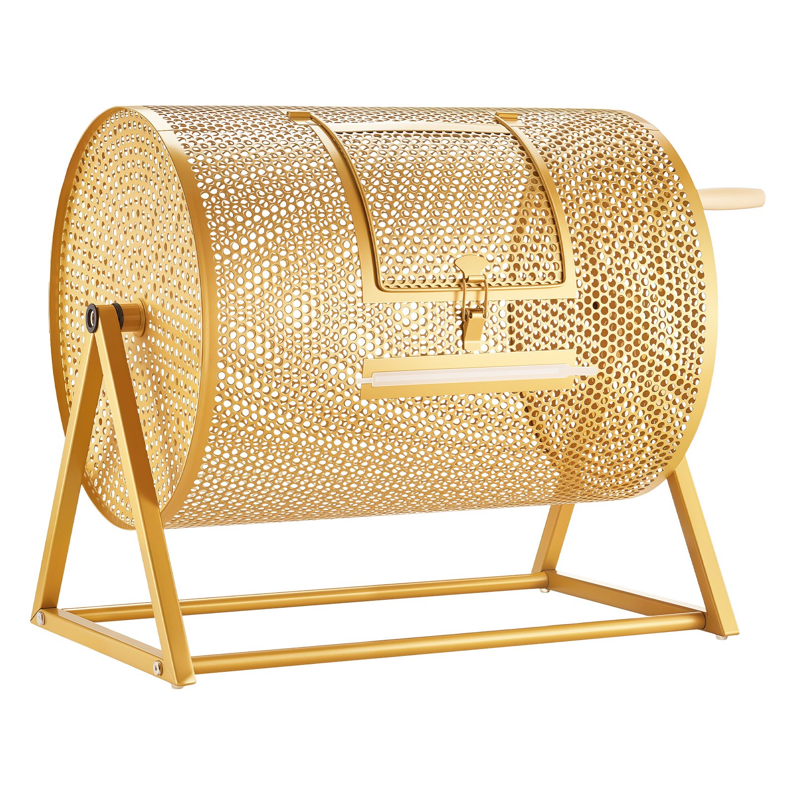 Raffle Ticket Spinner, 16.1" X 11.9" Holds 5000 Tickets Or 200 Ping Pong Balls, Raffle Drum Lottery Spinning Cage With Reinforced Handle, Stable Triangular Stand, For Events And Gatherings, Gold