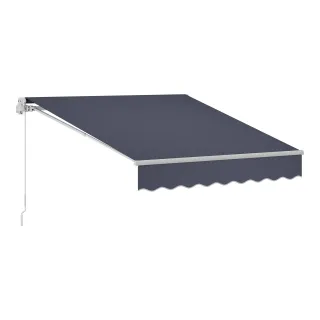Manual Retractable Awning, 9.8' X 8.2' Outdoor Patio Awning Retractable Sun Shade, Patio Door Window Water-Resistant Polyester Sunshade Shelter With Crank Handle For Deck, Balcony,