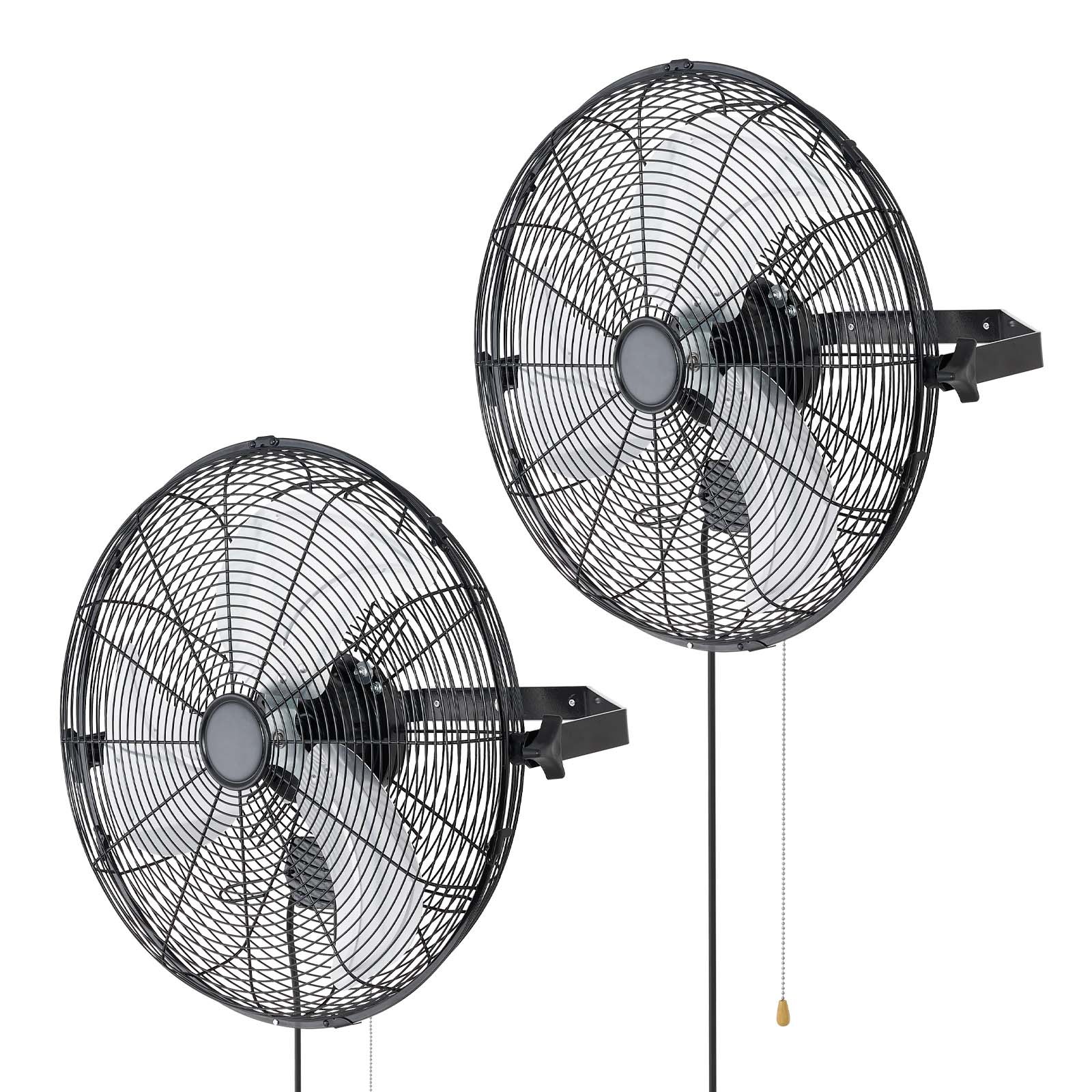 Wall Mount Fan, 18 In Wall Mounted Hanging Fan, 3-Speed, Long Airflow Distance, Adjustable Rotation Angle, Mechanical Control, Powerful For Industry, Commercial, Garage, Workshop, Gym, 2 Pack