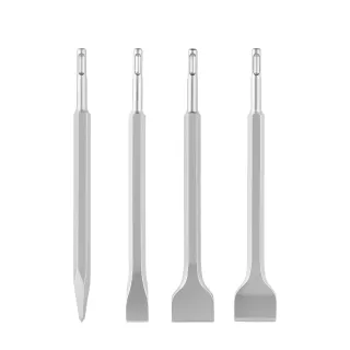 SDS Plus Chisel Set, 4 Pcs SDS Plus Rotary Hammer Drill Attachments, Includes Point, Flat, & Angled Spade Chisels, Heat Treated 40Cr Alloy Steel, Sharp Edge For Demolition, Concret