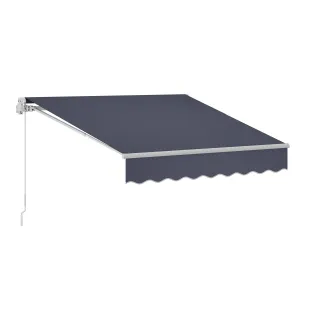 Manual Retractable Awning, 8.2' X 6.6' Outdoor Patio Awning Retractable Sun Shade, Patio Door Window Water-Resistant Polyester Sunshade Shelter With Crank Handle For Deck, Balcony,