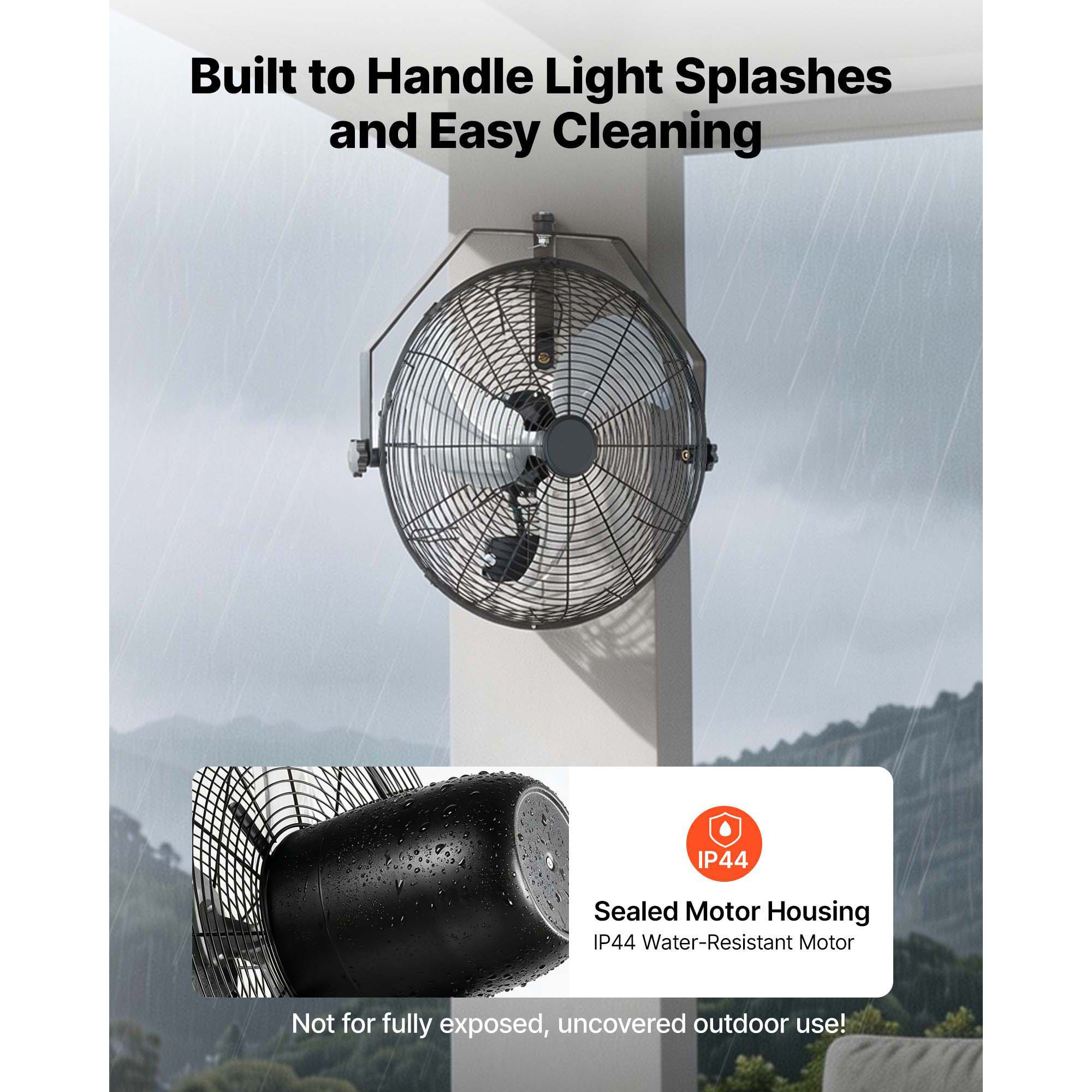 Wall Mount Fan, 18 In Wall Mounted Hanging Fan With IP44-rated Protection, 3-Speed, Long Airflow Distance, Adjustable Rotation Angle, Powerful For Industry, Commercial, Garage, Workshop image 3