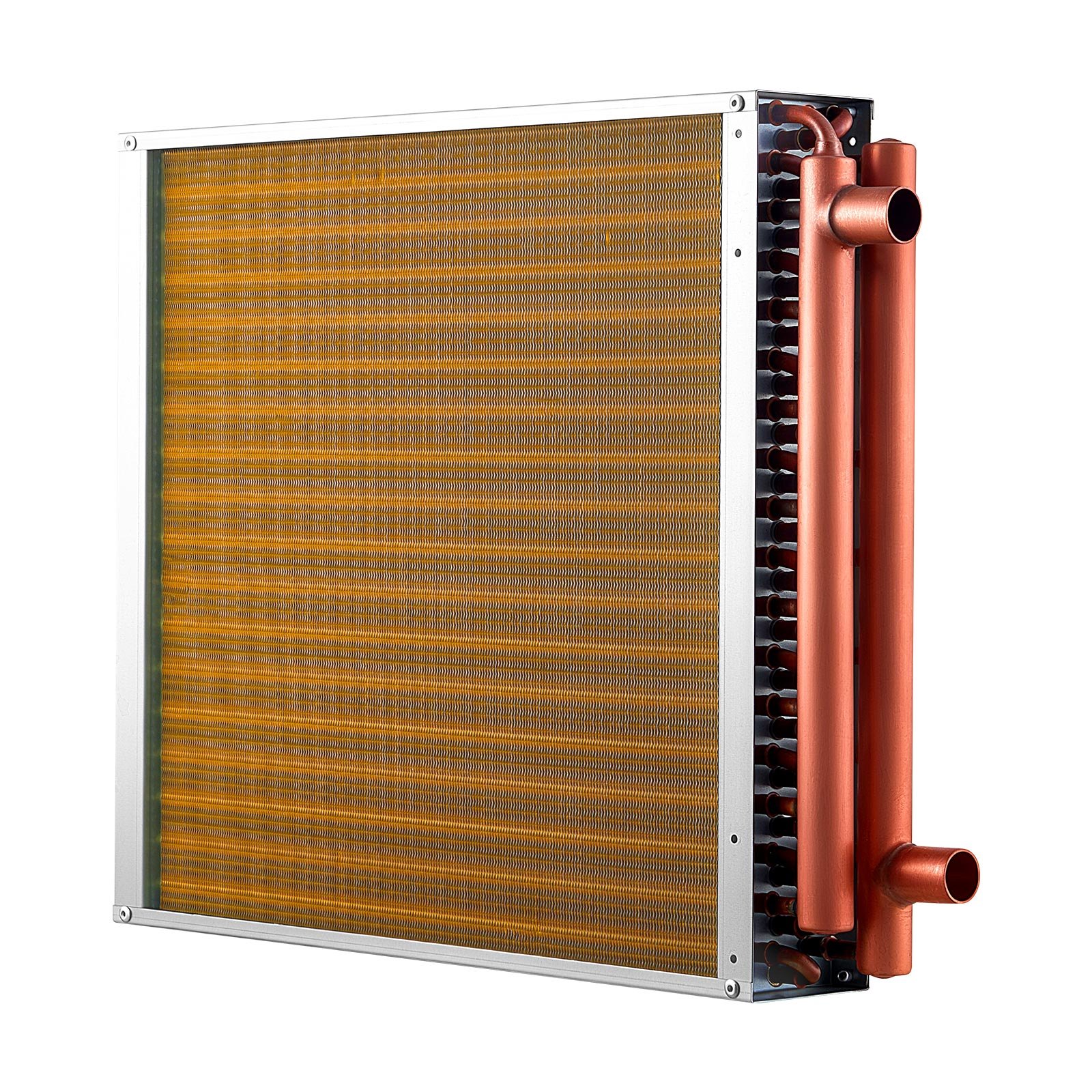 Water To Air Heat Exchanger, 18 X 18 In Finned Tube HVAC Heat Exchanger Coil With Copper Tubes & Aluminum Fins, 120K BTU Output For Outdoor Wood Furnace, Hydronic Heating & Cooling Systems