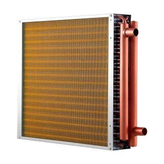 Water To Air Heat Exchanger, 18 X 18 In Finned Tube HVAC Heat Exchanger Coil With Copper Tubes & Aluminum Fins, 120K BTU Output For Outdoor Wood Furnace, Hydronic Heating & Cooling