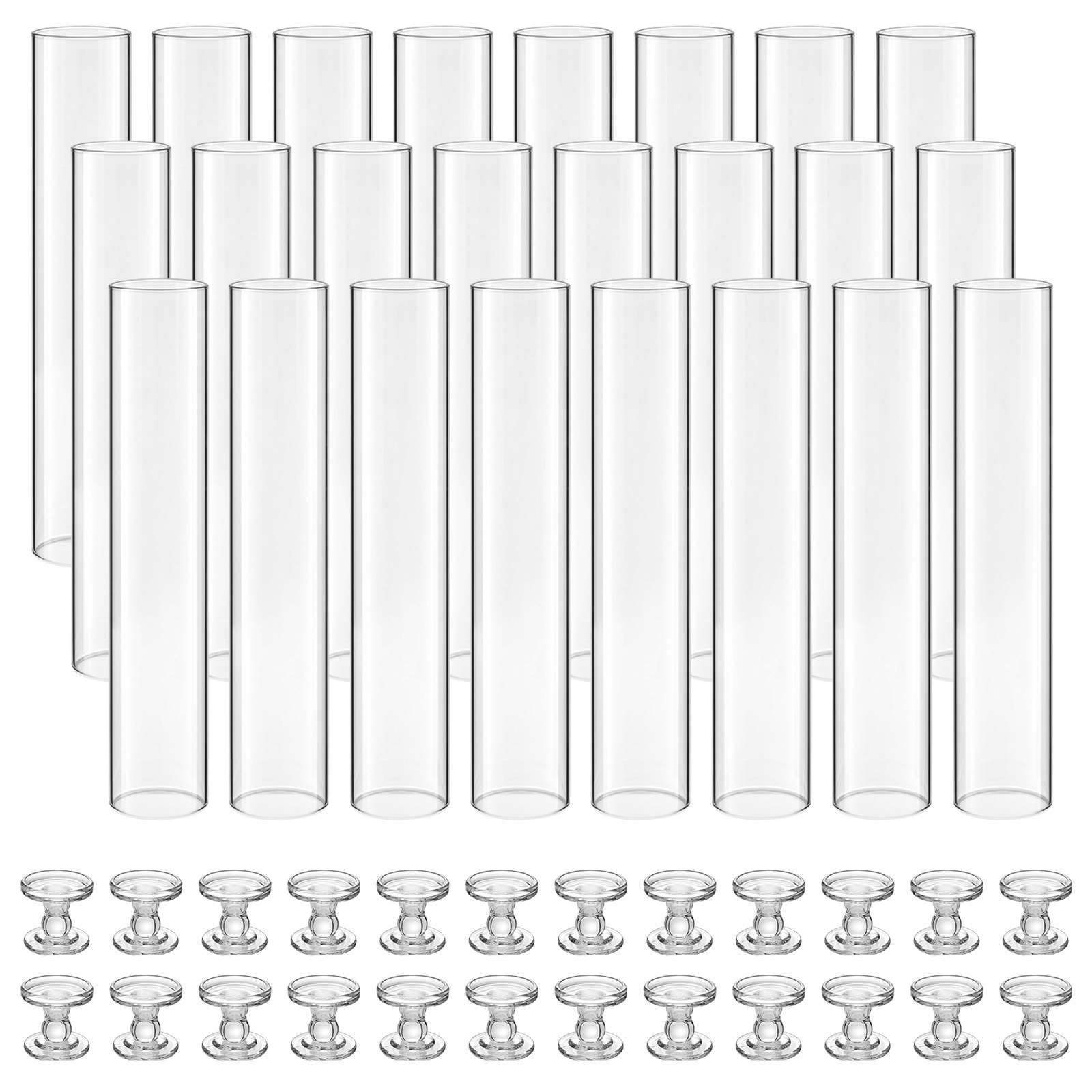 Hurricane Candle Holders Set Of 24, 12.6 In Tall Clear Glass Taper Candle Holders, High Borosilicate Glass, 2.36 In Cylinder For Wedding, Table Centerpiece, Party, Home Decor, Wind Protection