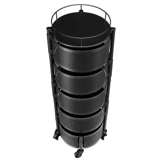 Rotating Storage Rack Cart, 5 Tier Fruit And Vegetable Basket Bowls, Heavy Duty Wire Basket Organizer On Wheels, Large Capacity Stand With Metal Top Lid, For Kitchen Bathroom Nurse