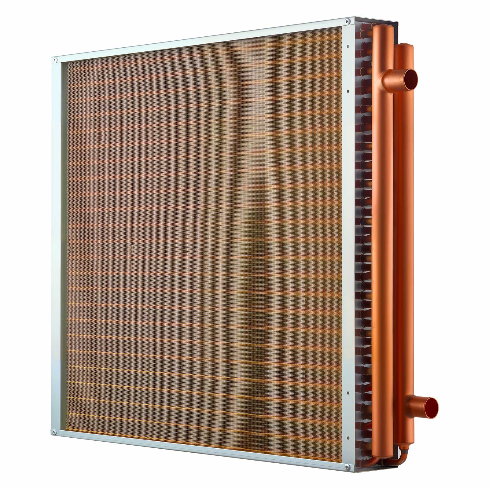 Water To Air Heat Exchanger, 24 X 24 In Finned Tube HVAC Heat Exchanger Coil With Copper Tubes & Aluminum Fins, 225K BTU Output For Outdoor Wood Furnace, Hydronic Heating & Cooling Systems