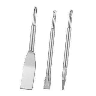 SDS Plus Chisel Set, 3 Pcs SDS Plus Rotary Hammer Drill Attachments, Includes Point, Flat, & Angled Spade Chisels, Heat Treated 40Cr Alloy Steel, Sharp Edge For Demolition, Concret