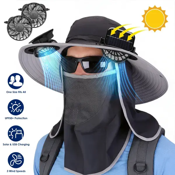 2 In 1 Solar Fan Hat UPF50