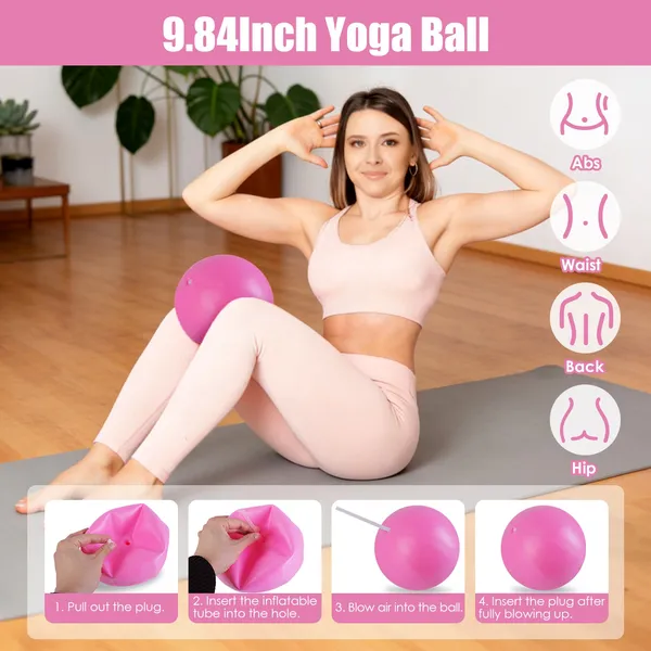 14Pcs Pilates Ring Essentials-Kit For Women With Yoga Ball Arm Stretcher 5 Resistant Bands-Figure 8 Resistant Band Elastic Band Non-slip Socks Yoga Strap