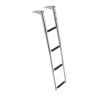 Boat Ladder, 4 Steps, Stainless Steel Telescoping Folding Swim Deck Ladder For Rear Entry Inboard, Heavy Duty 900 Lbs Capacity With Wide Anti-Slip Steps, For Outboards, Yacht, Pont