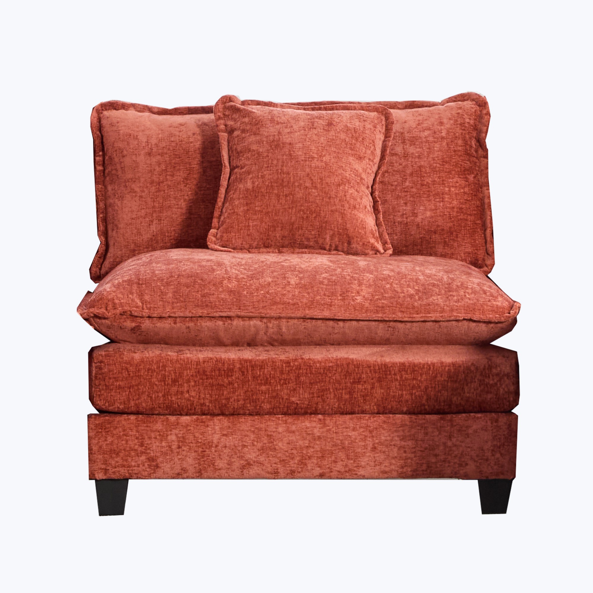 Cloud Sofa One Seat  Armrests Are Not Included , Modern Sectional Couch, For Living Room Bedroom And Apartment, Comfy Double Layer Upholstered Seat Cushion, Breathable Chenille Fabric, Orange,SW501BOG