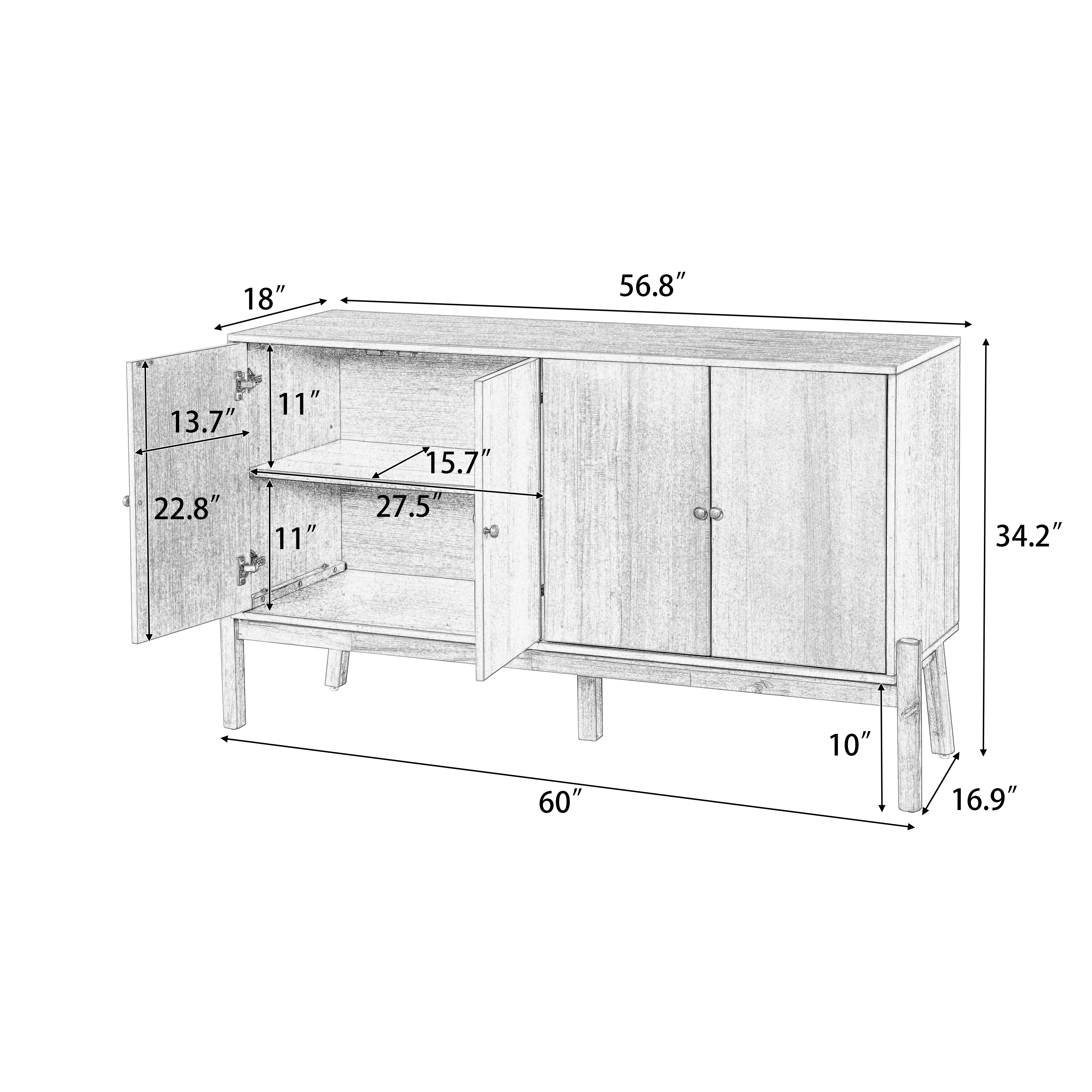4-Door Sideboard Buffet Cabinet, picture 4 of 4