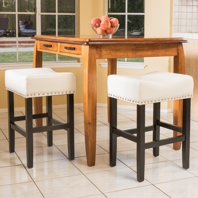 26-inch Backless Ivory Leather Counter Stool Set Of 2