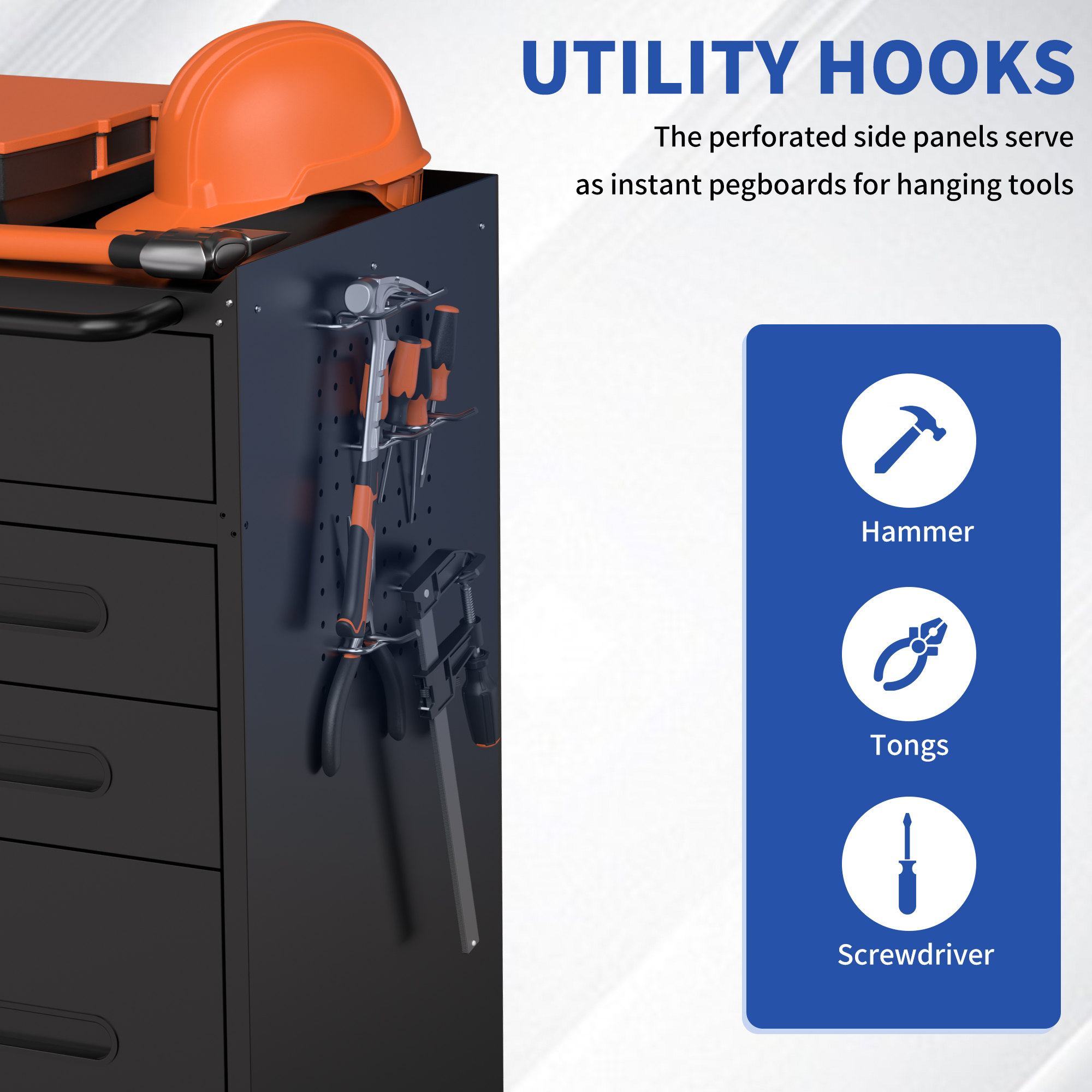 34.3 Mobile Tool Storage Cabinet - Garage Organizer With Lockable Compartment & 4 Drawers, Rolling Steel Chest For Workshop And Home Garage detail