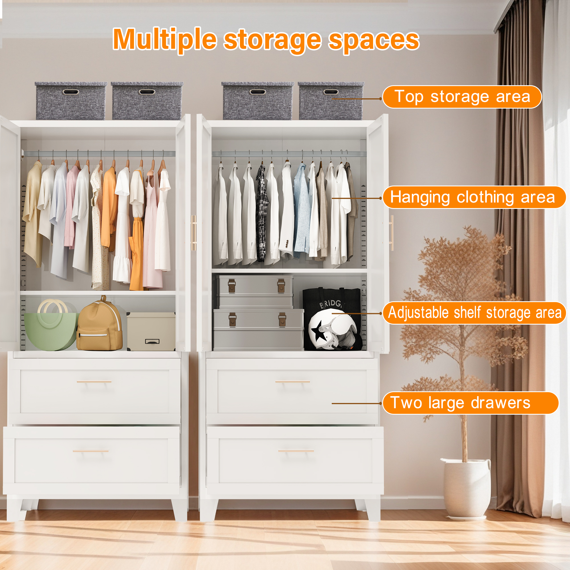 Steel Wardrobe Cabinet with Drawers, picture 2 of 4
