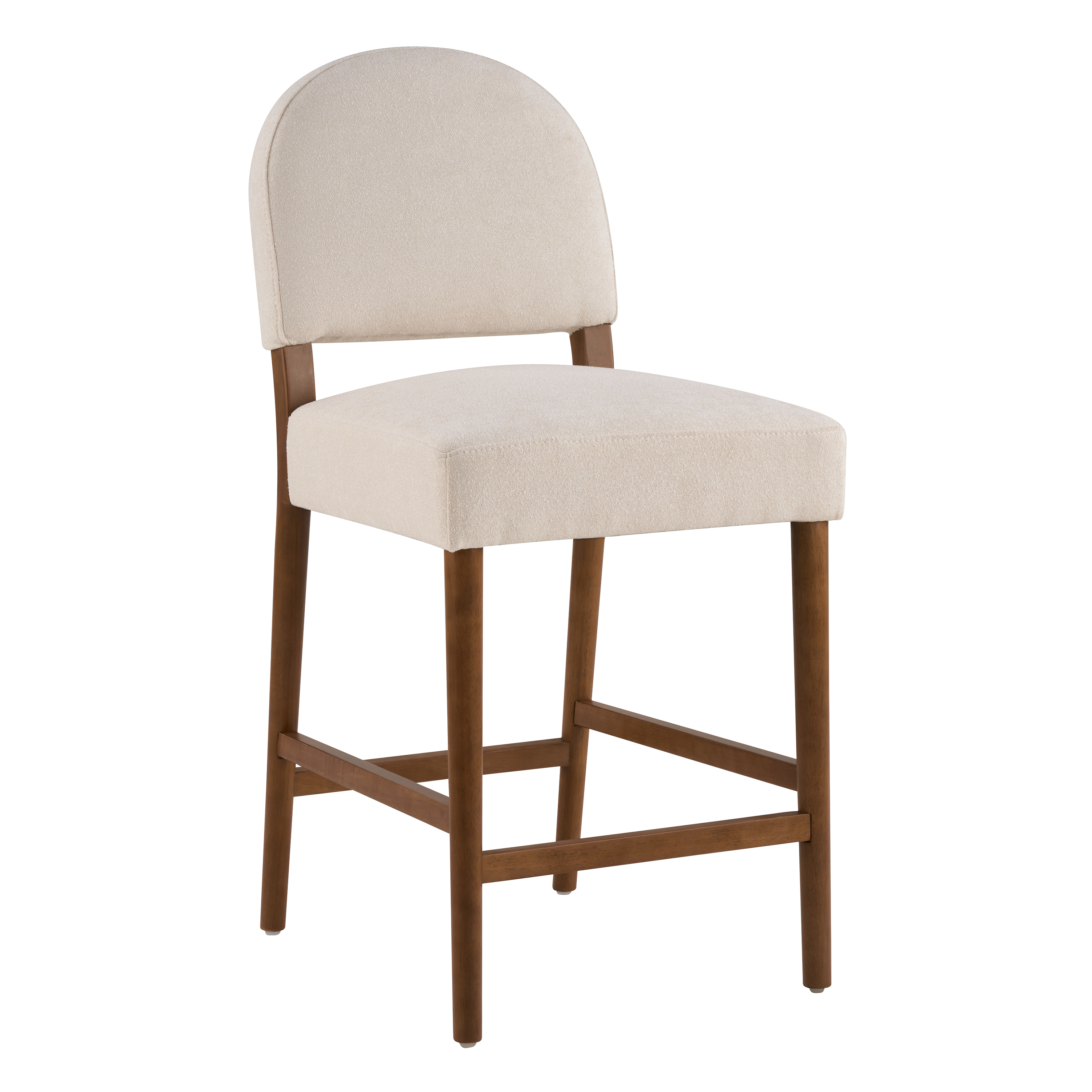 26 Seat Height Fabric & Rubberwood Bar Stool, Beige Upholstery With Adjustable Floor Leveler, Spacious Seat For Kitchen Island Beige,set Of 2