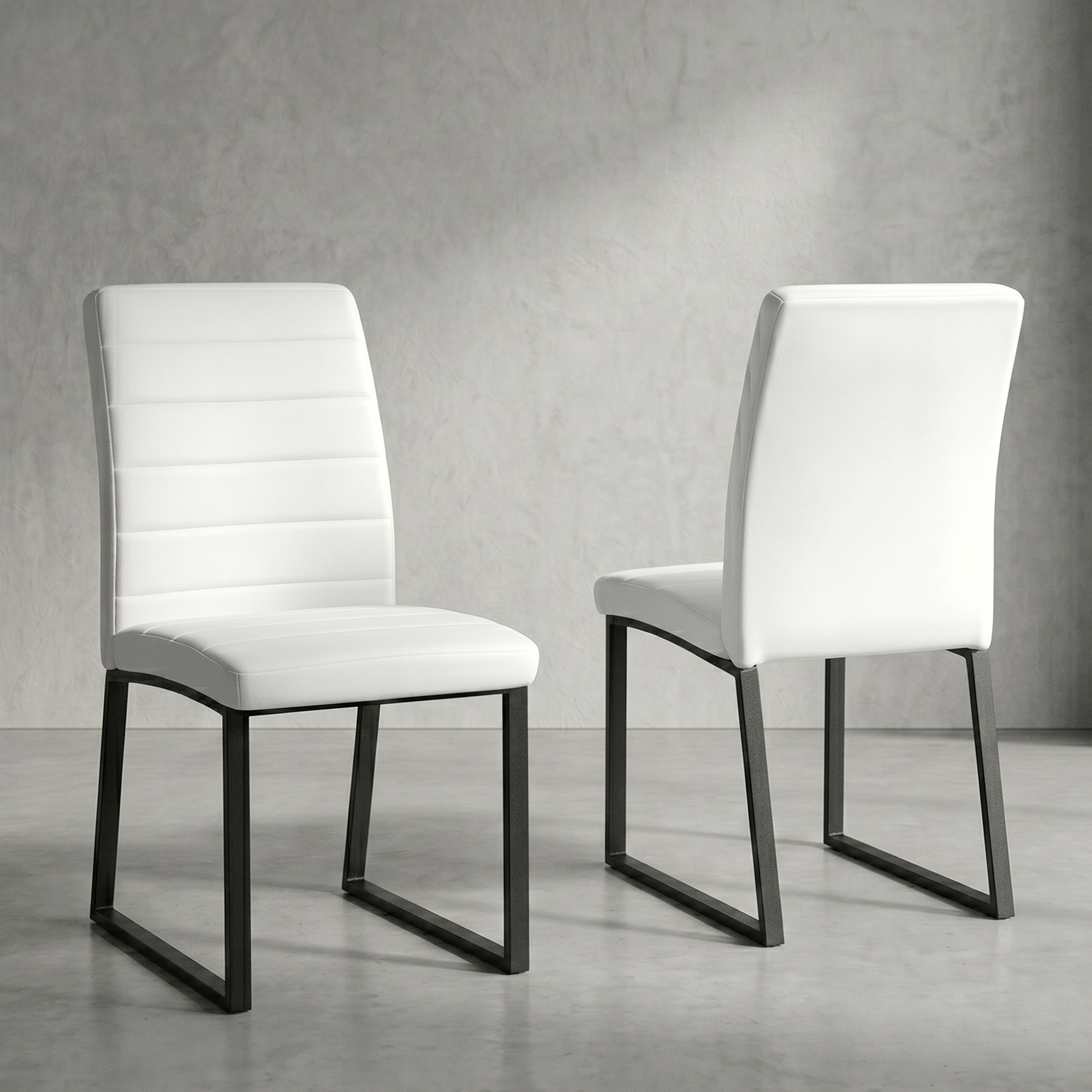 2-Pack - Premium PU Office Dining Chairs With High-density Foam, Sturdy Iron Legs Spray Paint , Multiple Colors. Easy Assembly
