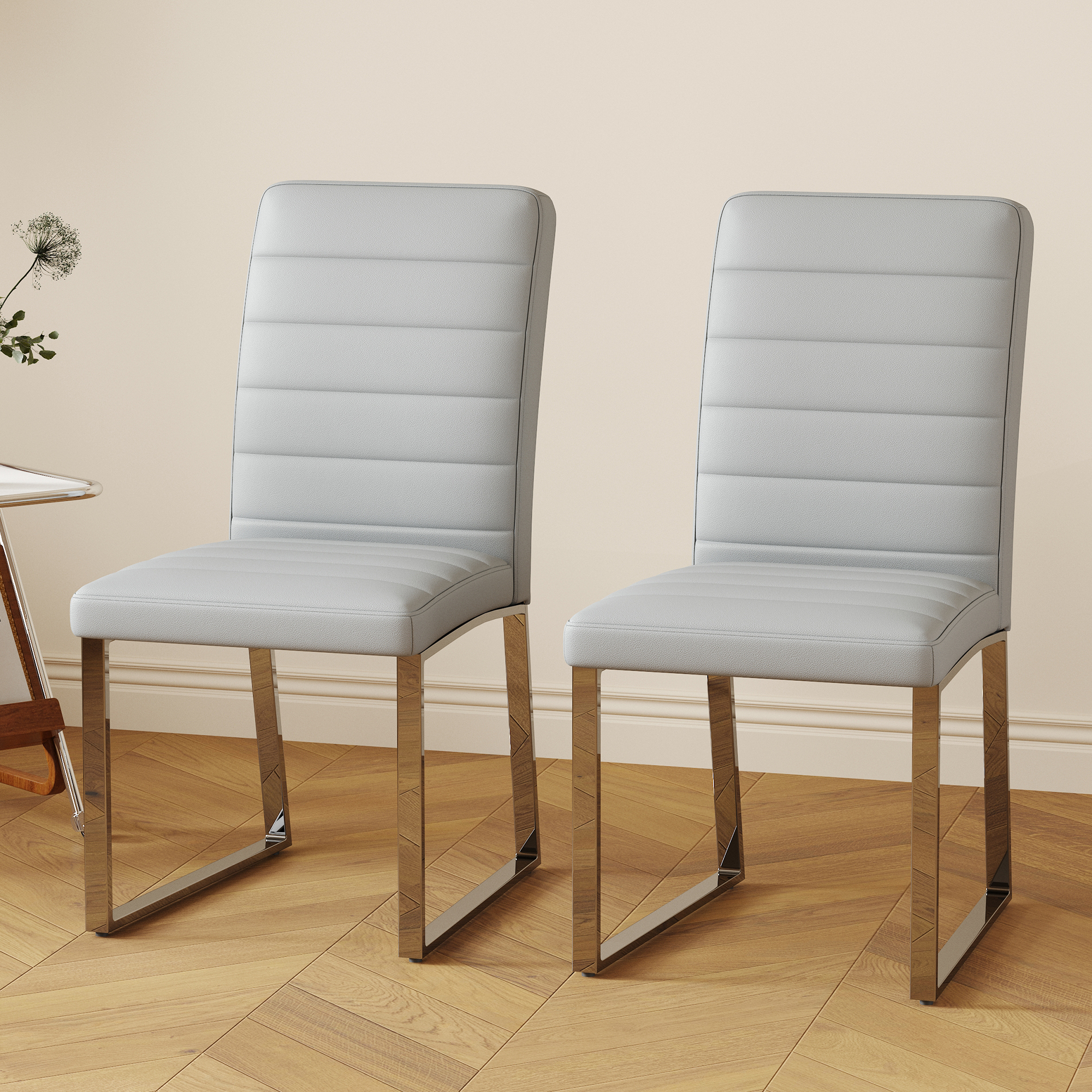 2-Pack - Premium PU Office Dining Chairs With High-density Foam, Sturdy Iron Legs Electroplate Spray Paint , Multiple Colors. Easy Assembly