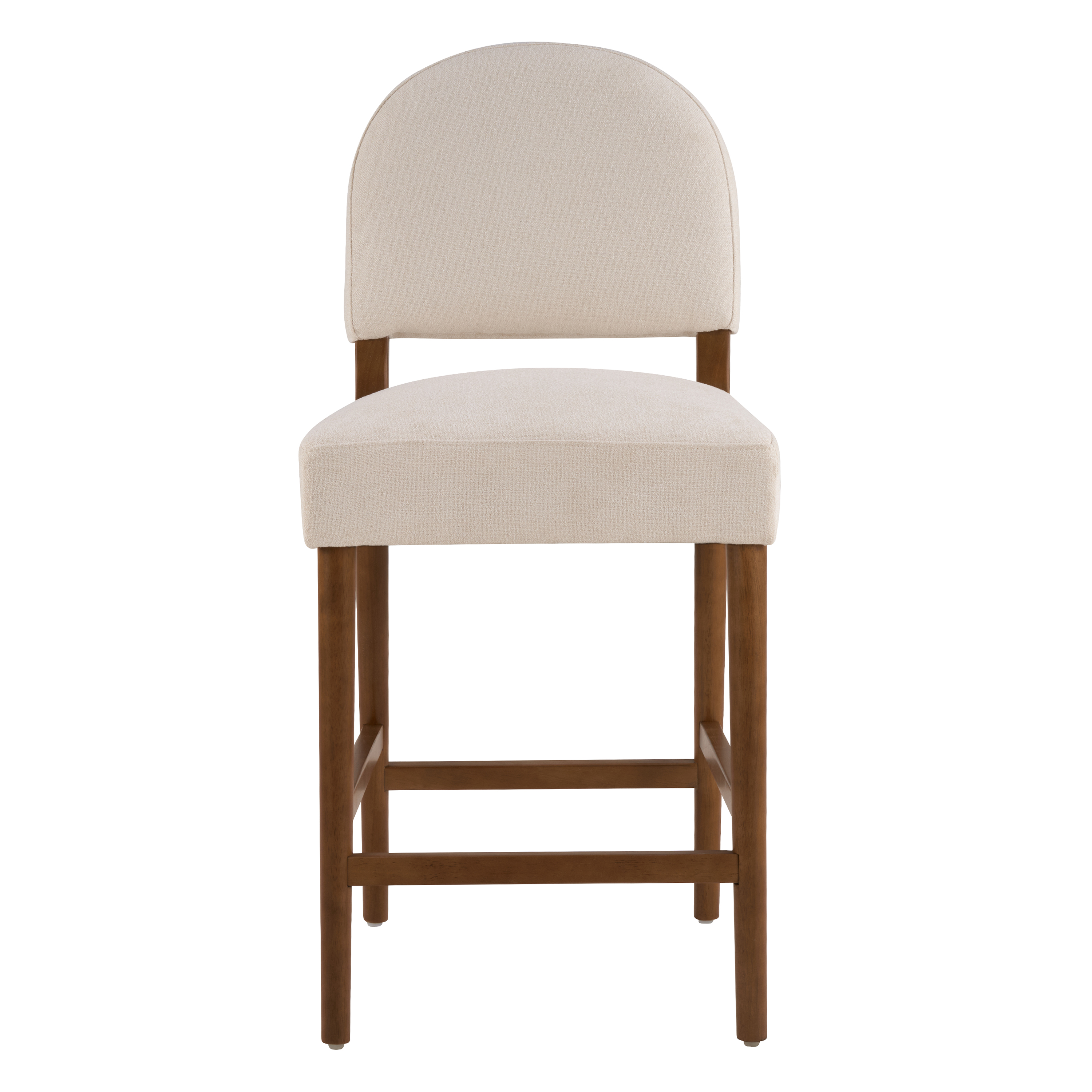 26 Seat Height Fabric & Rubberwood Bar Stool, Beige Upholstery With Adjustable Floor Leveler, Spacious Seat For Kitchen Island Beige,set Of 2