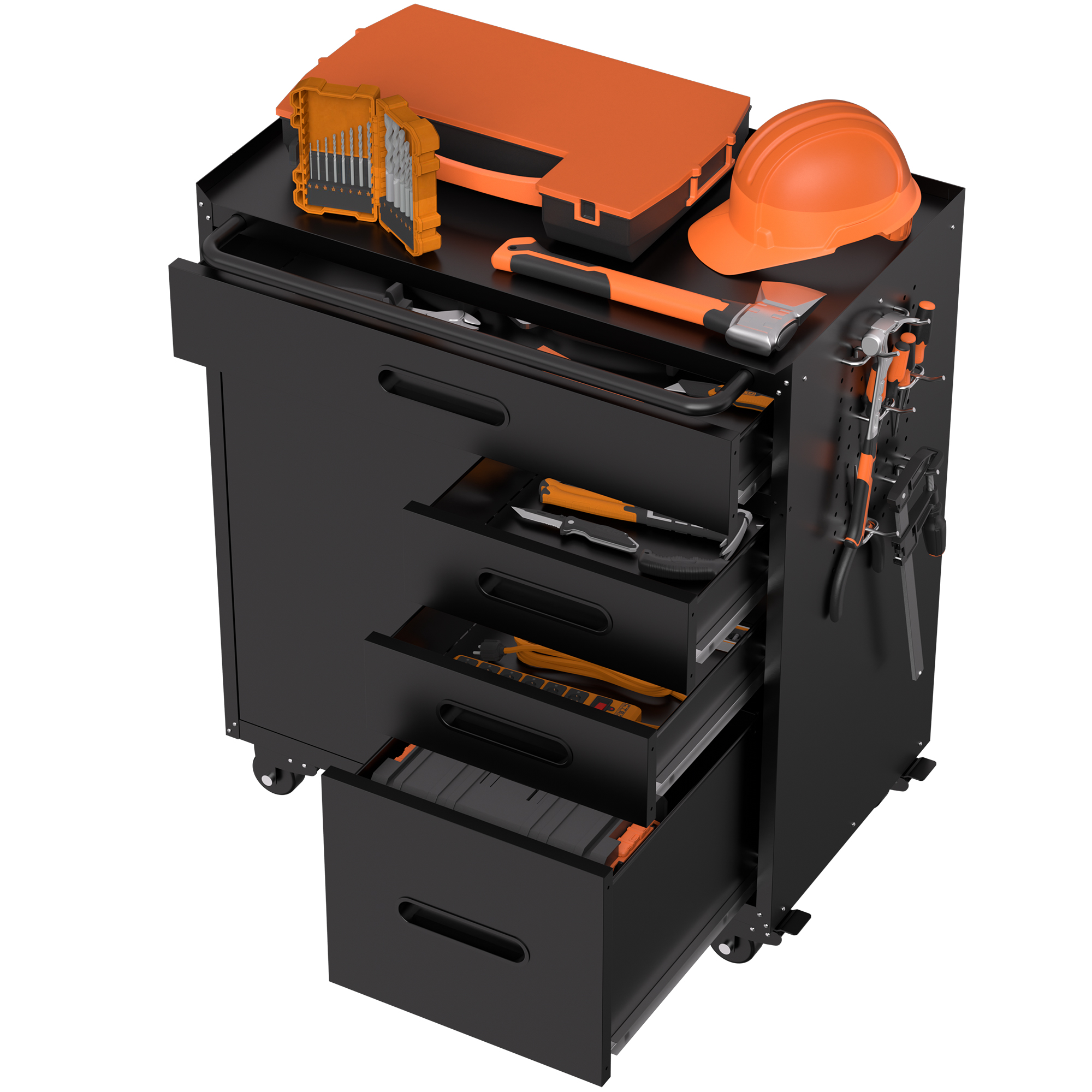 34.3 Mobile Tool Storage Cabinet - Garage Organizer With Lockable Compartment & 4 Drawers, Rolling Steel Chest For Workshop And Home Garage detail