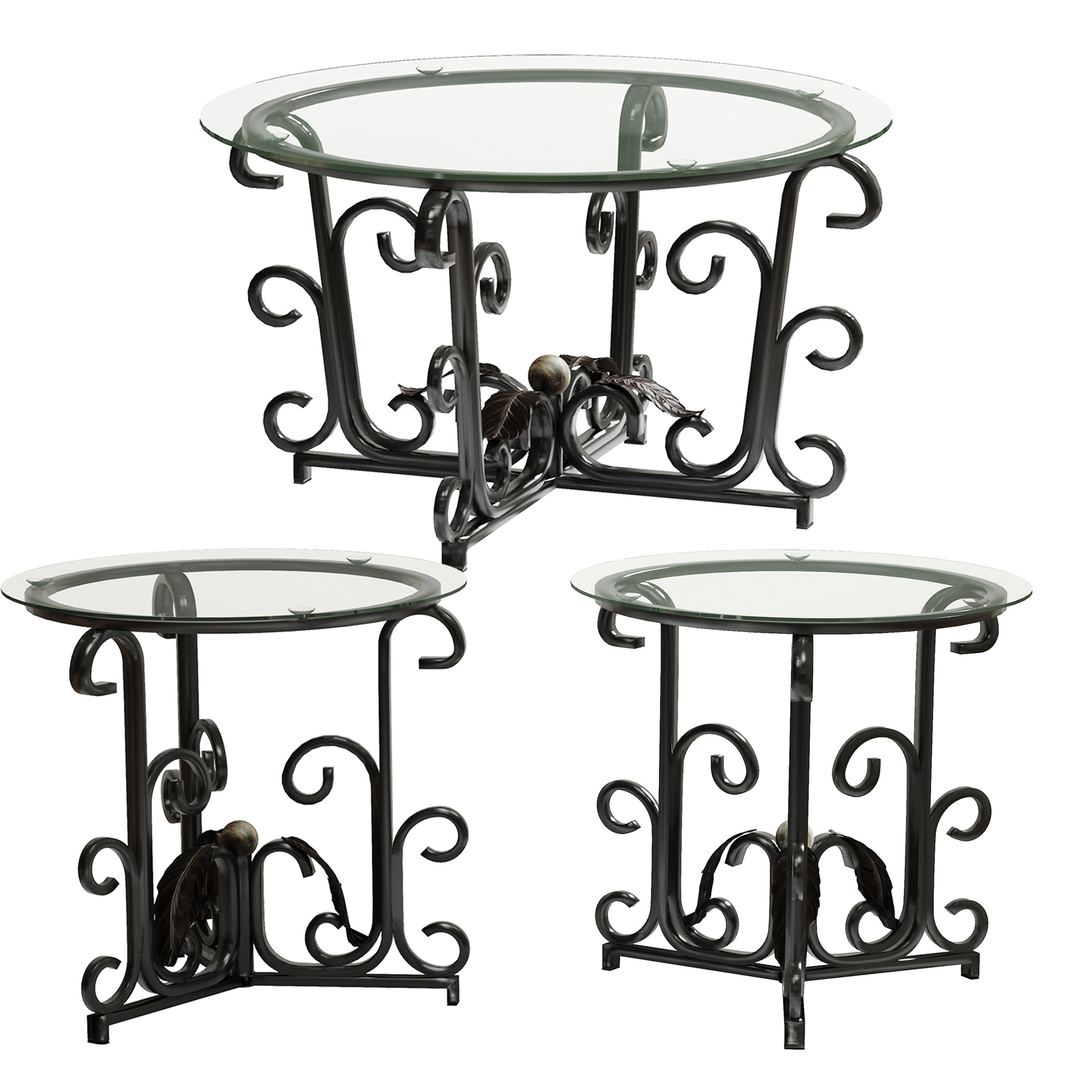 3-Piece Coffee Table Set, Tempered Glass Surface With Sturdy Metal Frame - Modern Living Room Sets  1 Coffee Table   2 End Tables , Scratch-Resistant & Easy To Clean For Small Spaces, Apartments