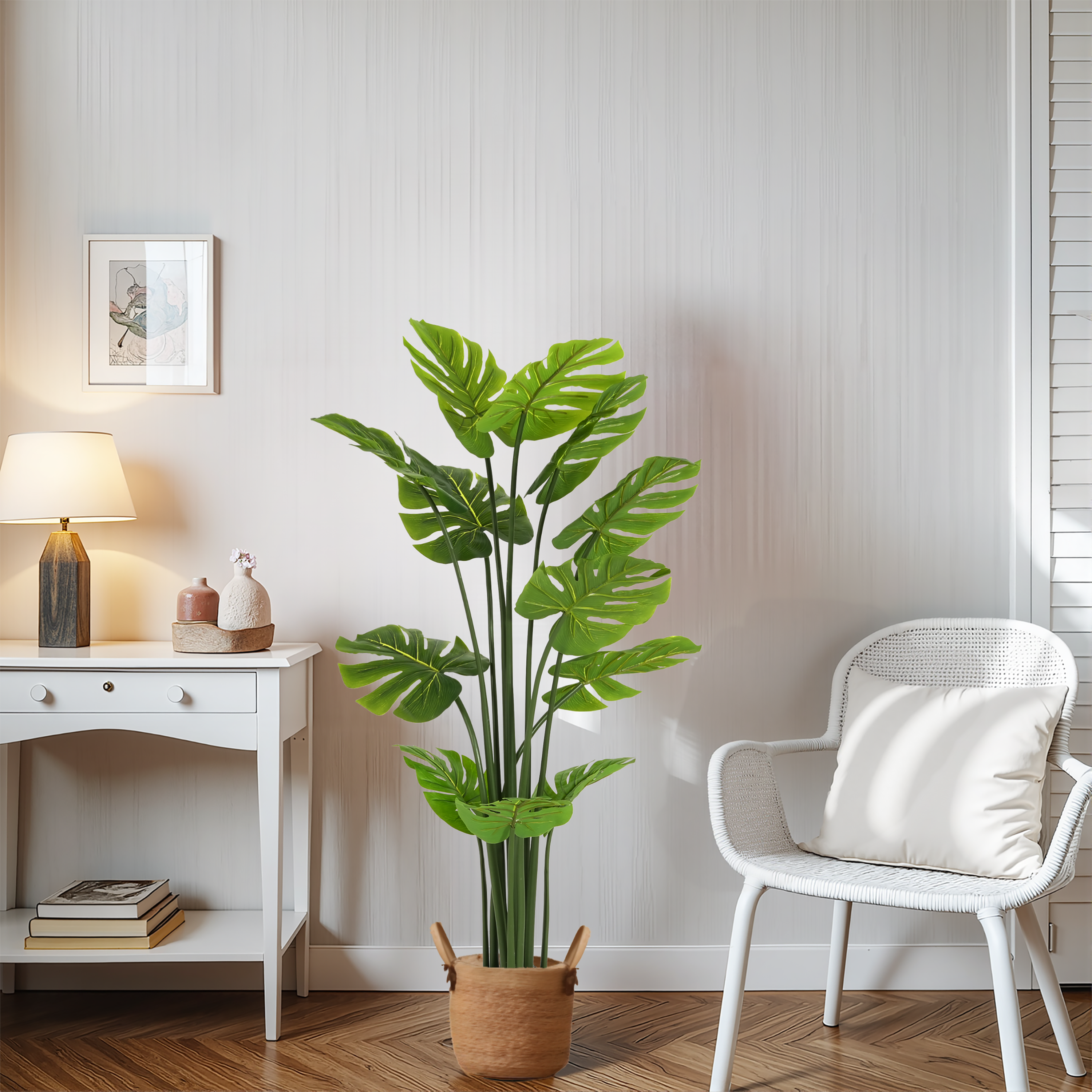 57 Artificial Monstera Deliciosa Plant With Black Plastic Pot